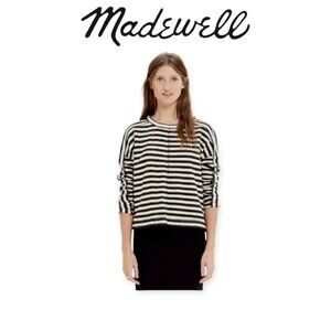 Madewell Slub Stripe Cotton Sweatshirt Black White Oversized Size M Relaxed Fit